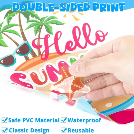 9 Sheets Summer Window Clings, Double Sided Summer Window Clings for Glass Windows, Hello Beach Decals, Sun Watermelon Pattern Stickers for Home Office Accessories Decorations {2}