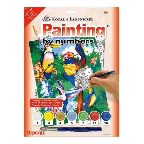 PJS15 | Painting by numbers&trade; 10pc 8.75" x 11.375" Tropical Birds Painting Project {1}