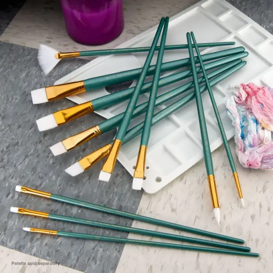 RSET-9311 | 12pc White Taklon Long Handle Variety Brush Set {3}