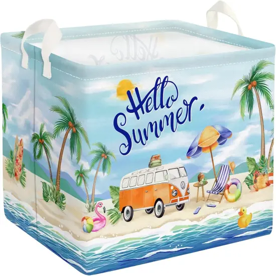 Blue Beach Camping Picnic Basket Tropical Tree Caravans Shower Gift Storage Basket Outdoor Pool Seaside Towel Blanket Clothes Toy Bin {1}