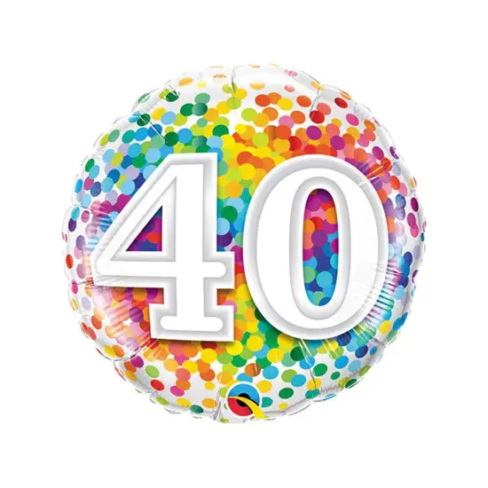 40 Rainbow Confetti 18" Foil Mylar Balloon {2}