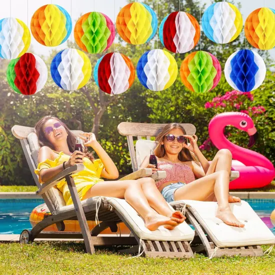 15Pcs Pool Party Decorations Beach Ball Honeycombs - Summer Luau Themed Hanging Decor for Home Birthday Outdoor Indoor {3}
