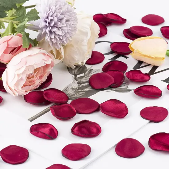 400 PCS Silk Rose Petals Burgundy Red Flower Petals for Romantic Night, Weddings Aisle Centerpieces, Table, Party, Home Decoration, Romantic Night Decoration {2}