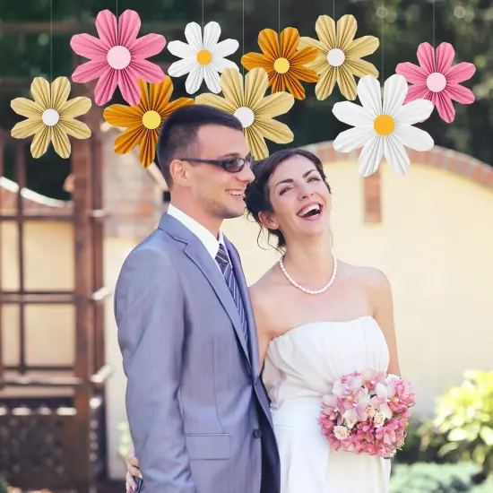 12 Pcs Paper Flowers Decorations for Wall Sunflower Daisy Paper Fans Classroom Decoration 3D Floral Hanging Fans for Birthday Wedding Baby Shower Spring Decor {5}