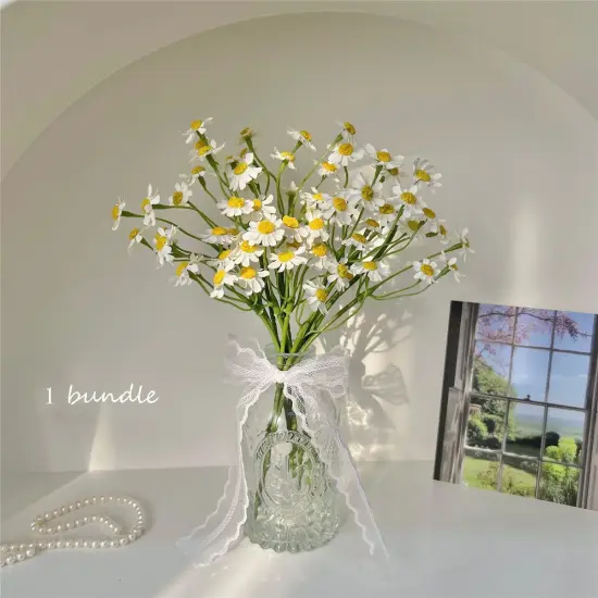 Small White Daisy Flowers Artificial,2 Bouquet/12Pcs 10 Inch Fake Daisies,Spring Wild Flower for Party Decor (Vase Not Inclouded) {5}