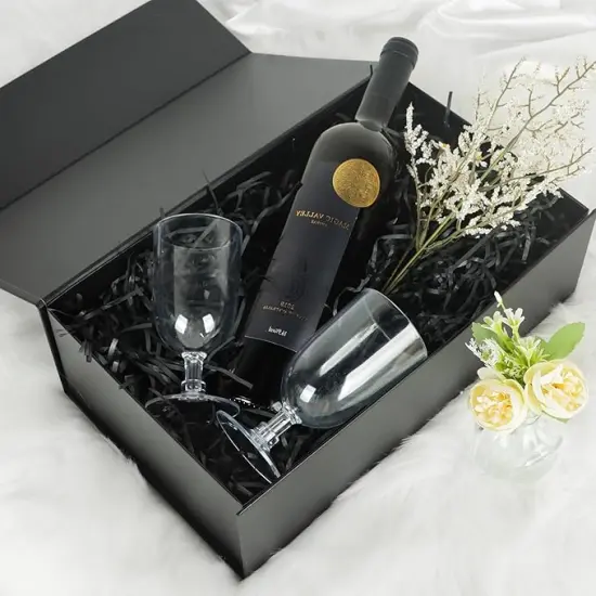 Large Black Gift Box with Magnetic Lids 13.8x8.3x4.4 in, Bridesmaid Groomsman Proposal Boxes, Collapsible Rectangle Storage Box 5 Pack {2}