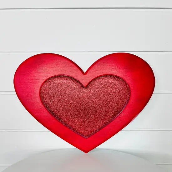 Metal Embossed Glitter Heart Sign - Red, 12"Hx12"L-MD078524 {4}