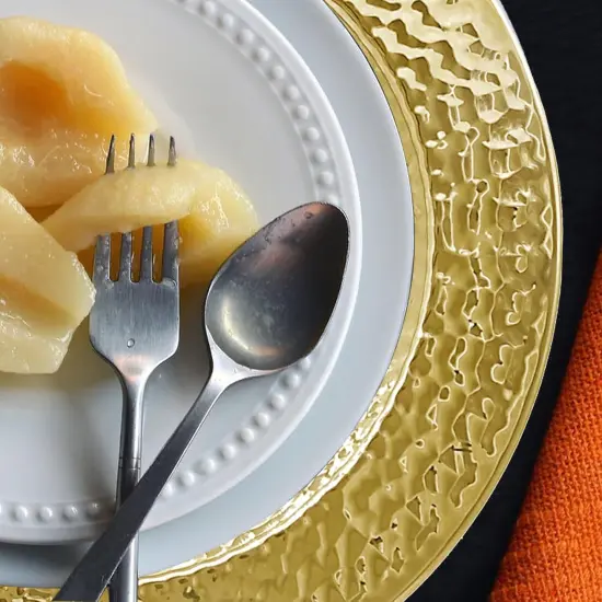 Stainless Steel Hammered Charger Plates, Gold Dinner Plate Chargers Set of 6, Round Server Ware Charger Plate {5}