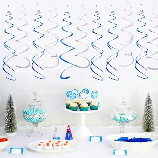 Royal Blue Foil Swirl Hanging Party Decoration {2}