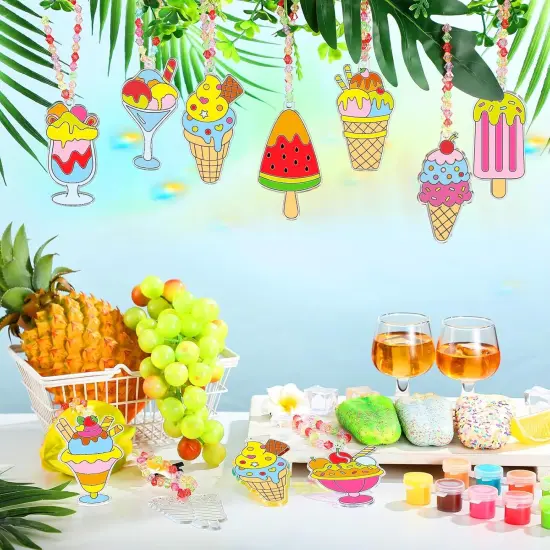 30 Sets Summer Suncatchers Window Art Drawing Kits DIY Ice Cream Sun Catcher Crafts Bulk Paint Your Own Window Hanging Ornaments {5}