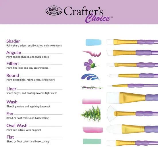 RCC 407 | Crafter's Choice&trade; 7pc White Taklon Variety Brush Set {3}
