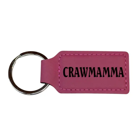 Keychain - Rectangle - Crawmamma - Leather Rawhide/Black {2}