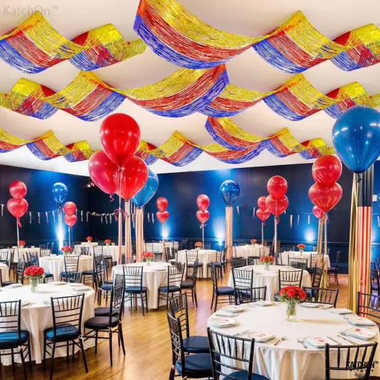 XtraLarge Red Gold Blue Ceiling Fringe Curtain - 1x15 Feet, Pack of 3 Party Decorations {5}