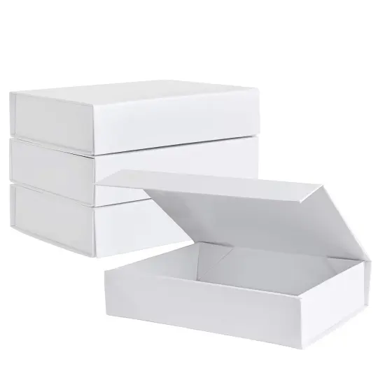 White Hard Gift Box with Magnetic Closure Lid 7 inch x 5 inch x 1.6 inch Rectangle Small Boxes For Gifts With White Glossy Finish (2 Boxes), 1 Count (Pack of 2) {1}