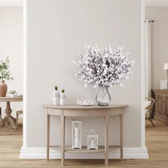 10 Pcs Babys Breath Artificial Flowers Gypsophila Bouquets Bulk Real Touch Fake Silk Flowers for Home Wedding DIY Floral Arrangement Kitchen Table Centerpiece Festival Decoration (White) {4}