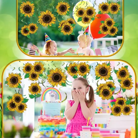 30 Pcs Sunflower Hanging Swirls Decorations Sunflower Party Supplies Summer Sun Flower Ceiling Decor {4}