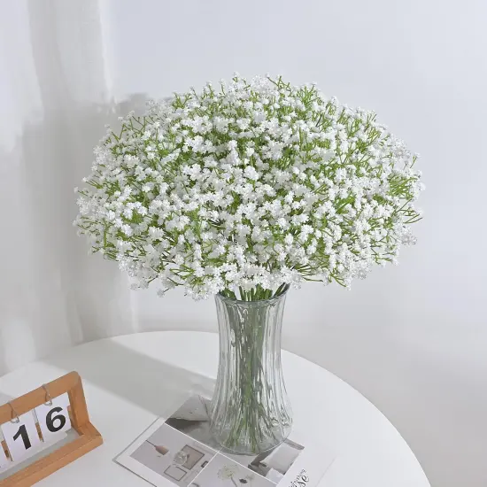 5 Pcs Babys Breath Artificial Flowers, White Long Stem Baby Breath Flowers Artificial Bulk, Real Touch Fake Babys Breath Gypsophila for Wedding Bridal Bouquet Party Arrangements Home Decor {4}