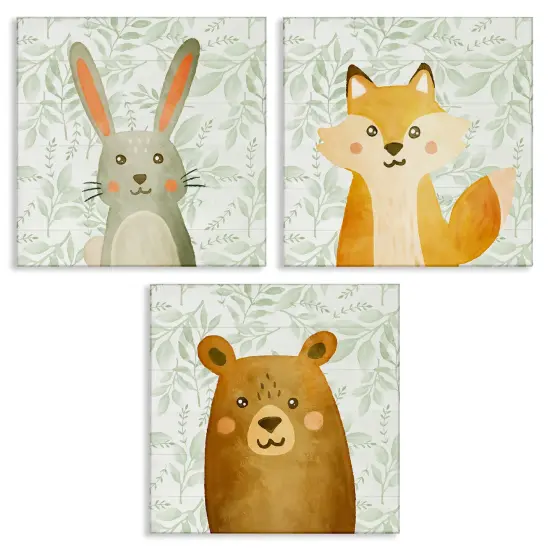 Stupell Industries Joyful Woodland Animals 3pc Canvas Set Design by Kim Allen {1}