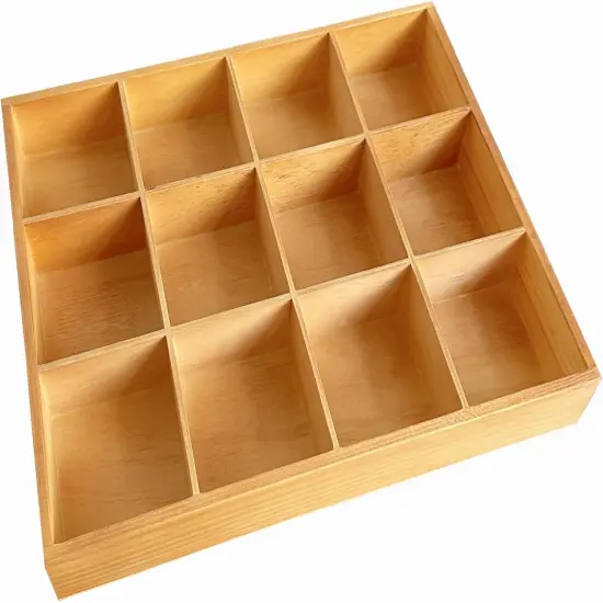 1 Pcs 13.4''x10.6''x2'' Wooden Storage Divider Box Showcase Display Box Organization Tray Tabletop Box with 12 Compartments for Home Craft Office Kitchen Storage {2}