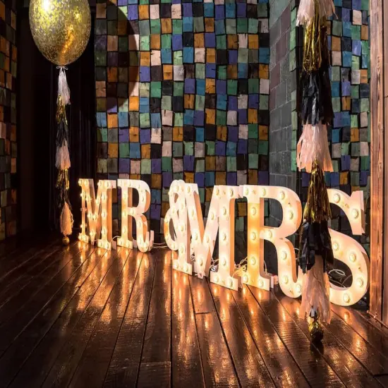 6-Piece MR & MRS LED Light Sign Set &ndash; Wedding, Engagement, Anniversary & Table D&eacute;cor, Photo Prop {1}