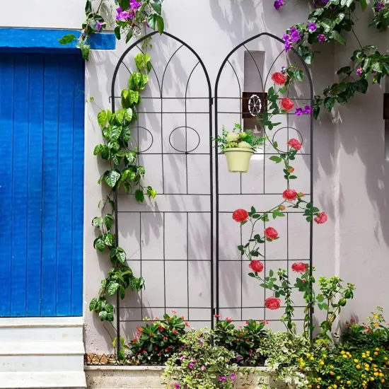 2-Pack Rustproof Metal Garden Trellis Plant Support {4}