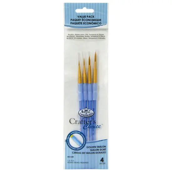 RCC 201 | Crafter's Choice&trade; 4pc Golden Taklon Round Brush Set {1}