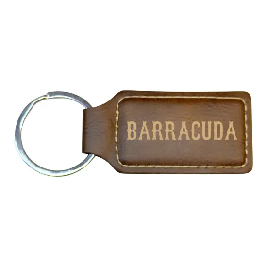 Keychain - Rectangle - Barracuda - Leather Black/Silver {3}