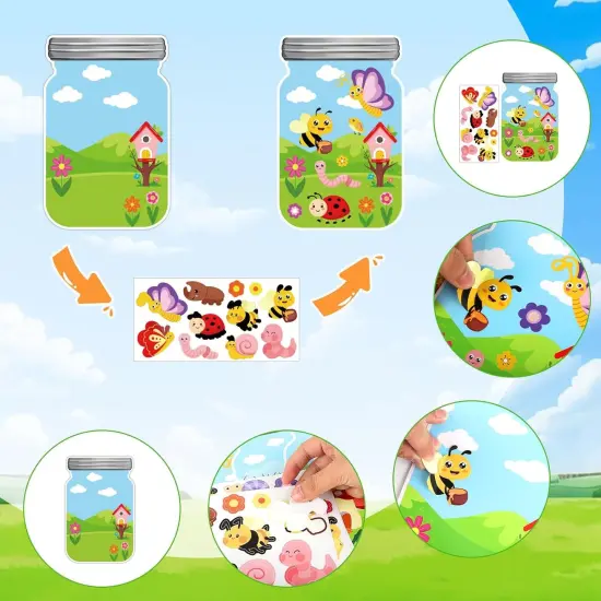 12 Packs Spring Insect Craft Kits, Make Your Own Bug Paper Craft Set, Summer DIY Art Craft Kits {2}