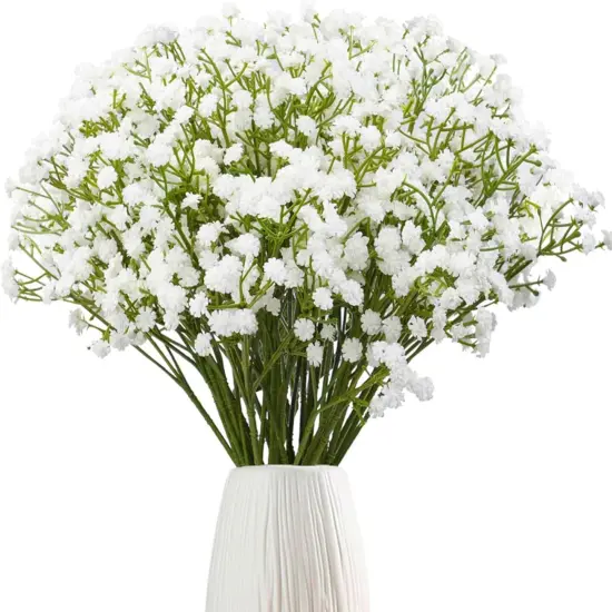 24Pcs Babys Breath Artificial Flowers, Fake Baby Breath Flowers Artificial Bulk White Faux Gypsophila Real Touch Flowers for Outdoors Wedding DIY Bouquet Arrangement Party Home Decor {1}