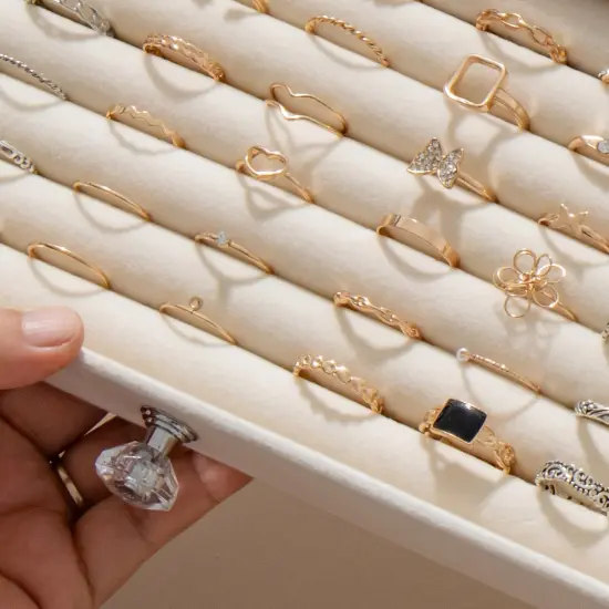 Clear Velvet Jewelry Storage Tray Organizer 3 Drawers {3}