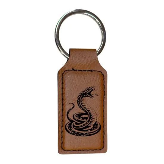 Keychain - Rectangle - Coiled Snake - Leather Rustic/Gold {4}