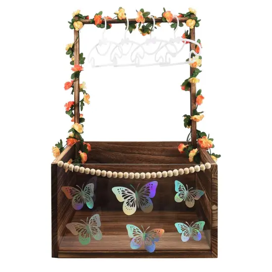 Baby Shower Crate Closet, Multifunctional Wooden & Acrylic Visible Baby Storage Crate with Handle, Newborn Welcome Gifts Basket {5}