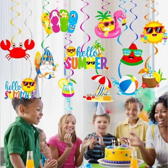 Summer Hanging Swirls Beach Pool Hanging Swirls 20Pcs Summer Party Decorations Hello Summer Ceiling Hanging Decor Streamers for Summer Hawaiian Luau Birthday Baby Shower Party Supplies {4}