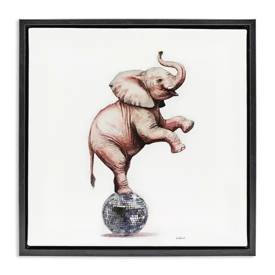 Stupell Industries Elephant on Disco Ball Floating Frame Design by Amanda Greenwood {1}