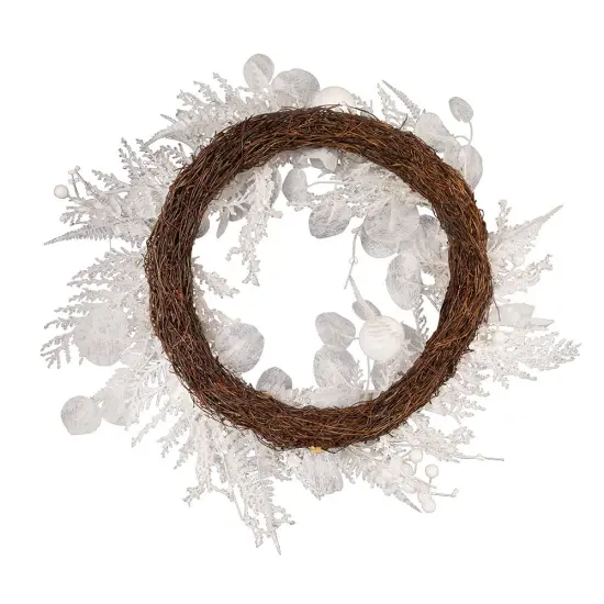 Kurt Adler 24-Inch Un-Lit Decorated White Rattan Wreath {3}