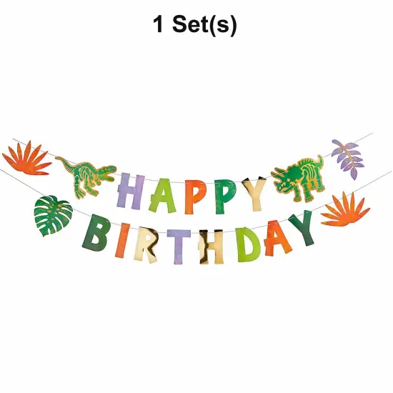 Dinosaur Happy Birthday Garland 2 Pc {1}