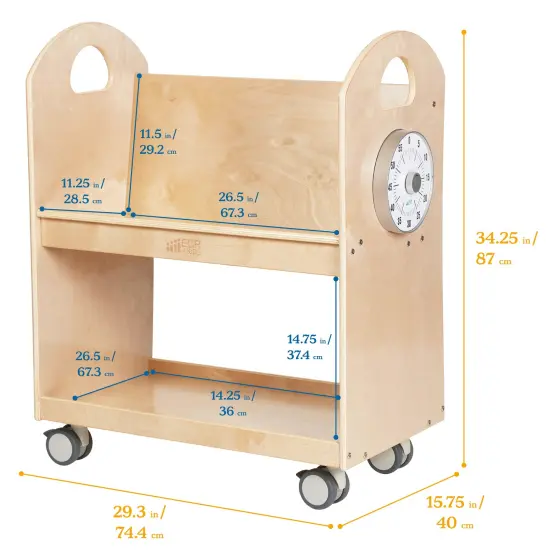 Mobile Book Cart with Countdown Timer, Classroom Bookshelf Natural {2}