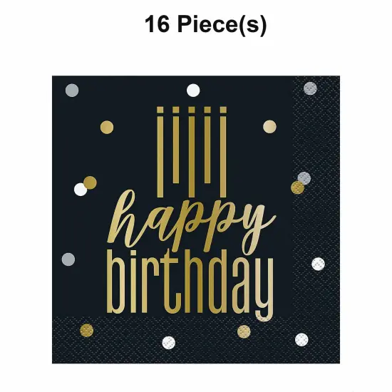 Metallic Happy Birthday Luncheon Napkins 16 Ct {1}