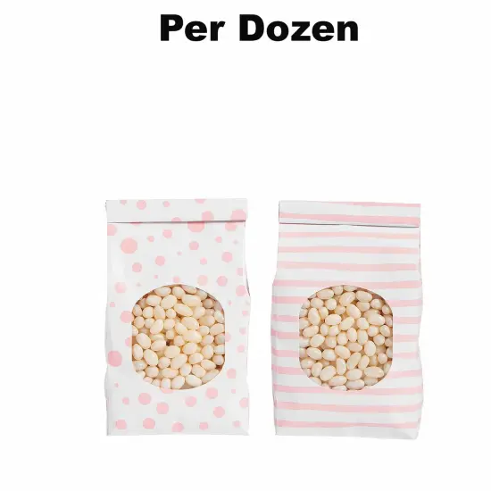 Patterned Tin Tie Treat Bags with Window - 12 Pc. Pink {1}