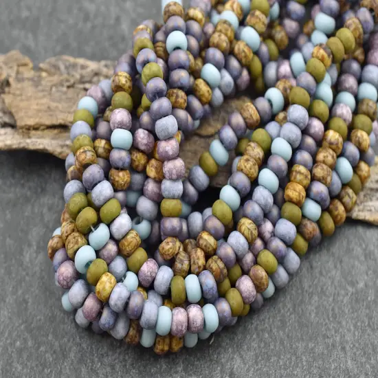 2/0 Aged Matte Killer Frost Picasso Mix Seed Beads (21" Strand) {1}