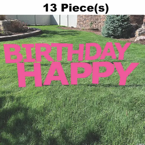 20" x 20" Happy Birthday Yard Signs 13 Pc Pink {1}