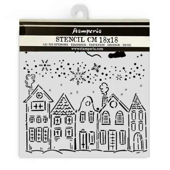 Stamperia Stencil 7"X7"-Classic Christmas Houses {1}