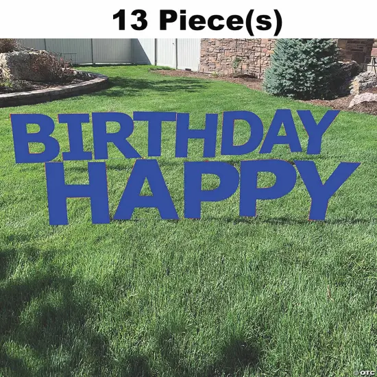 20" x 20" Happy Birthday Yard Signs 13 Pc Blue {1}