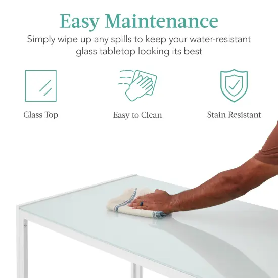 Best Choice Products 7-Piece Kitchen Dining Table Set w/ Glass Tabletop, 6 Faux Leather Chairs White {5}