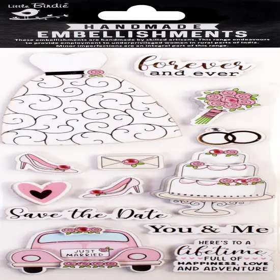 Little Birdie Glitter Handmade Embellishment 13/Pkg-Forever & Ever {1}