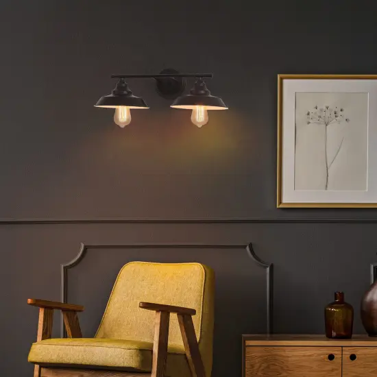 2-Light Vintage Vanity Light Fixture &ndash; Oil Rubbed Bronze Industrial Wall Sconce for Bathroom, Farmhouse, or Entryway &ndash; Hardwired, Easy Installation {4}