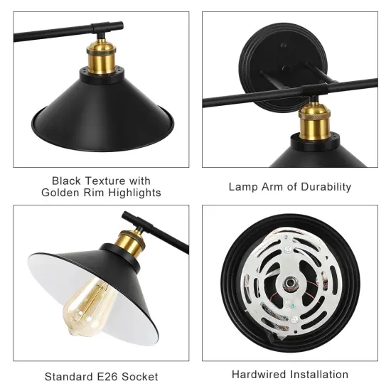 3-Light Industrial Black Wall Sconce Rustic Bathroom Vanity Light for Mirrors, Farmhouse, or Office {4}