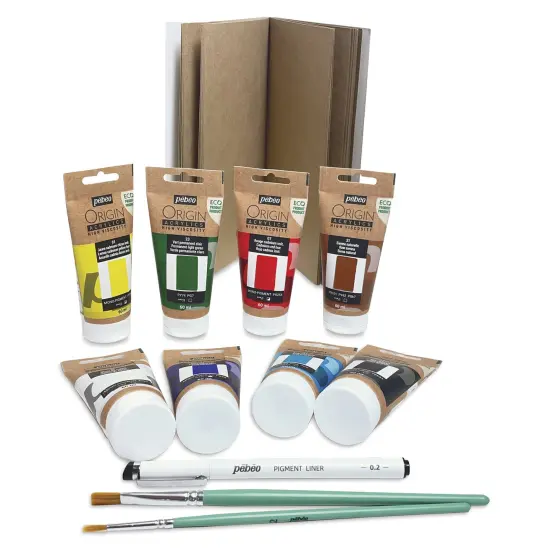 Pebeo Origin Acrylic Paints - Set of 12, Acrylic Collection Art Book Kit {1}