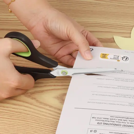 Scissors, Stainless Steel Blades Soft Grip for Home, School, Office. Black and Green, 4 {5}