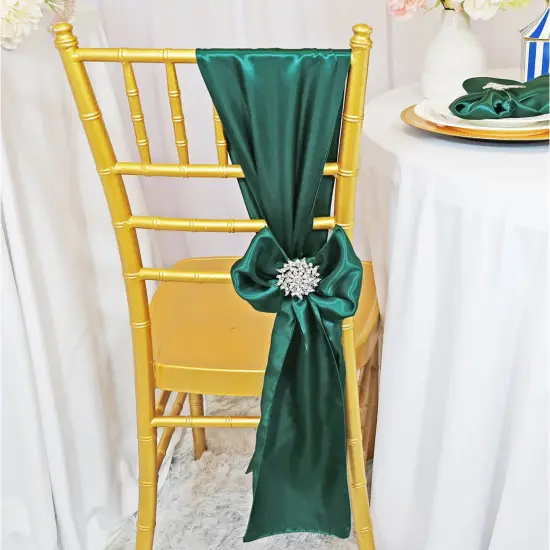10 Pieces Hunter Green or Holly Green Satin Chair Sashes for Holiday and Wedding Decorations 8x108 inches {5}